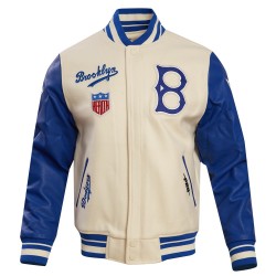 Brooklyn Dodgers Retro Classic Off White Wool Varsity Jacket Brooklyn Dodgers Retro Classic Off White Wool Varsity Jacket
