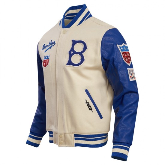 Brooklyn Dodgers Retro Classic Off White Wool Varsity Jacket