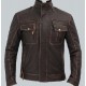 Brown Mens Distressed Leather Motorcycle Jacket