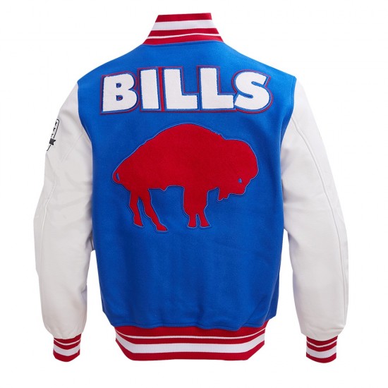 Buffalo Bills Retro Classic Rib Blue Wool Varsity Jacket