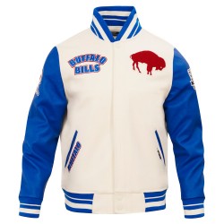 Buffalo Bills Retro Classic Rib Blue Wool Varsity Jacket Buffalo Bills Retro Classic Rib Blue Wool Varsity Jacket