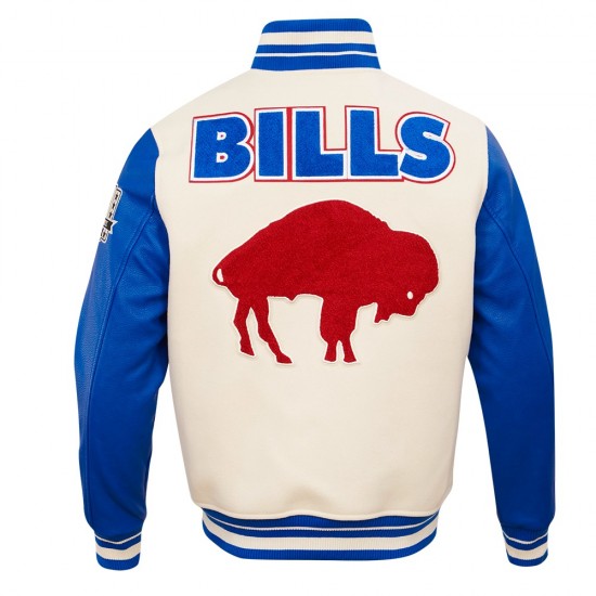 Buffalo Bills Retro Classic Rib Blue Wool Varsity Jacket