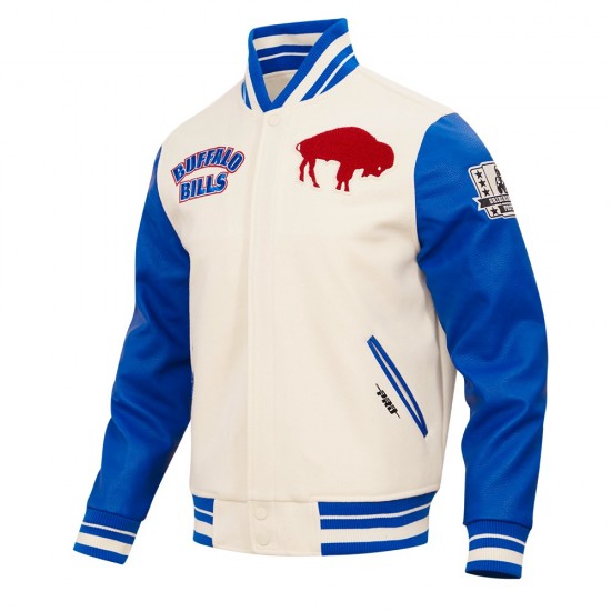 Buffalo Bills Retro Classic Rib Blue Wool Varsity Jacket