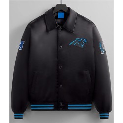 Carolina Panthers Shirt Collar Black Bomber Jacket Carolina Panthers Shirt Collar Black Bomber Jacket
