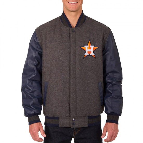 Charcoal/Navy Houston Astros Varsity Wool/Leather Jacket