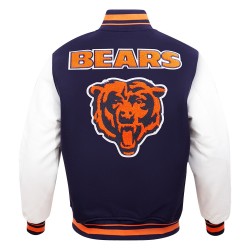 Chicago Bears Retro Classic Rib Navy Blue Wool Varsity Jacket Chicago Bears Retro Classic Rib Navy Blue Wool Varsity Jacket