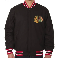 Chicago Blackhawks Varsity Wool Black Jacket Chicago Blackhawks Varsity Wool Black Jacket