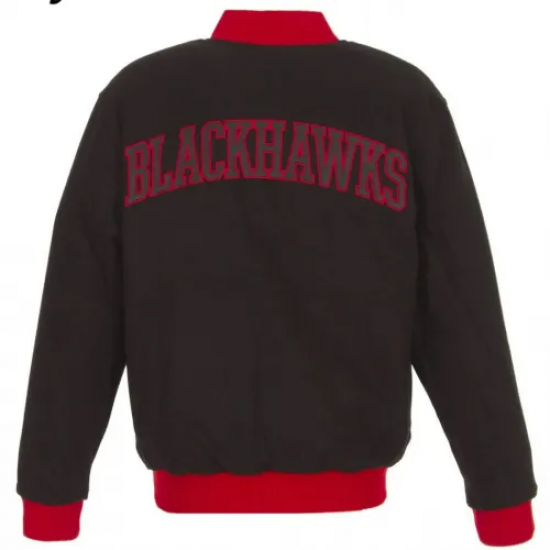 Chicago Blackhawks Varsity Wool Black Jacket