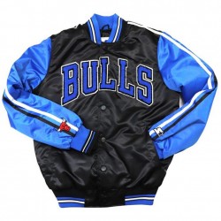 Chicago Bulls Black and Blue Satin Jacket Chicago Bulls Black and Blue Satin Jacket