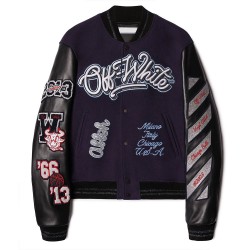 Chicago Bulls Off-White Varsity Jacket Chicago Bulls Off-White Varsity Jacket