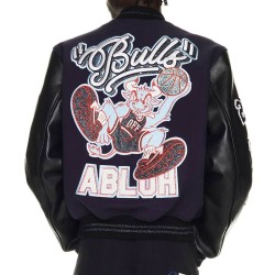 Chicago Bulls Off-White Varsity Jacket Chicago Bulls Off-White Varsity Jacket