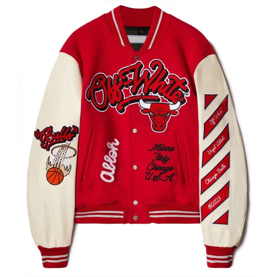 Chicago Bulls Off-White Varsity Jacket