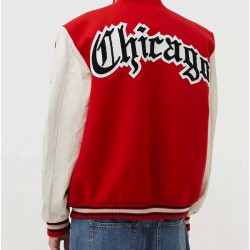 Chicago Bulls Red Wool and White Leather Varsity Letterman Jacket Chicago Bulls Red Wool and White Leather Varsity Letterman Jacket