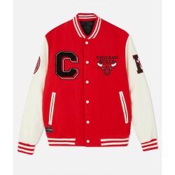 Chicago Bulls Varsity Red and Off White Jacket Chicago Bulls Varsity Red and Off White Jacket