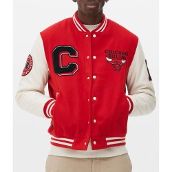 Chicago Bulls Varsity Red and Off White Jacket Chicago Bulls Varsity Red and Off White Jacket