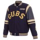 Chicago Cubs Embroidered Logo Varsity Navy Wool & Leather Jacket