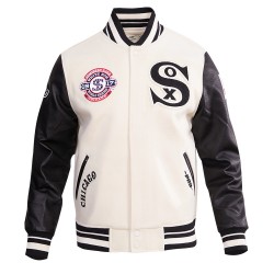 Chicago White Sox Retro Classic Off White Wool Varsity Jacket Chicago White Sox Retro Classic Off White Wool Varsity Jacket