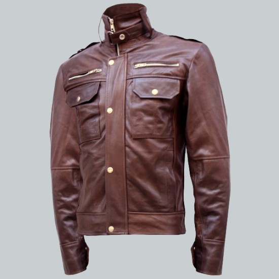 Chocolate Brown Leather Jacket Men