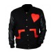 Chris Brown Valentines Bomber Leather Letterman Jacket Chris Brown Valentines Bomber Leather Letterman Jacket front view bomber jacket