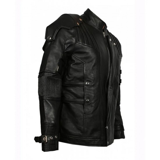 Chris Pratt’s Star Lord Real Leather Jacket in Black Color Costume