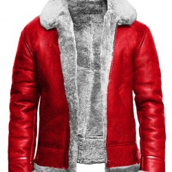 Christmas Holiday Red A2 Bomber Aviator With Artificial Fur Collar Genuine Leather Jacket Christmas Holiday Red A2 Bomber Aviator With Artificial Fur Collar Genuine Leather Jacket