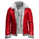 Christmas Holiday Red A2 Bomber Aviator With Artificial Fur Collar Genuine Leather Jacket