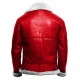 Christmas Holiday Red A2 Bomber Aviator With Real Fur Collar Genuine Leather Jacket
