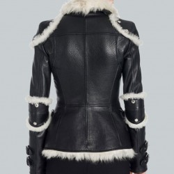 Classic Black Leather Shearling Biker Jacket Classic Black Leather Shearling Biker Jacket