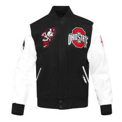 Classic Ohio State University Black and White Varsity Jacket Classic Ohio State University Black and White Varsity Jacket