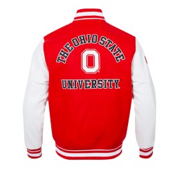 Classic Ohio State University Red and White Wool Varsity Jacket Classic Ohio State University Red and White Wool Varsity Jacket