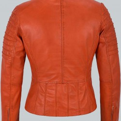 Classic Orange Mila Kunis Women Leather Jacket