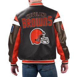 Cleveland Browns Black Varsity Full-Zip Leather Jacket Cleveland Browns Black Varsity Full-Zip Leather Jacket