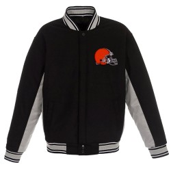 Cleveland Browns Varsity Black and Gray Wool Jacket Cleveland Browns Varsity Black and Gray Wool Jacket