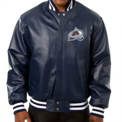Colorado Avalanche Bomber Navy Blue Leather Jacket Colorado Avalanche Bomber Navy Blue Leather Jacket
