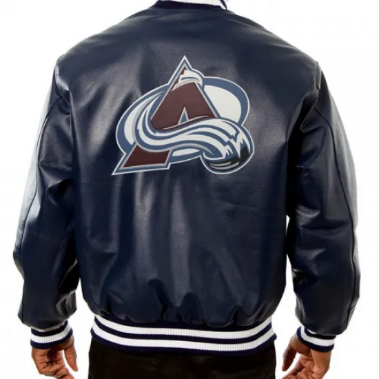 Colorado Avalanche Bomber Navy Blue Leather Jacket