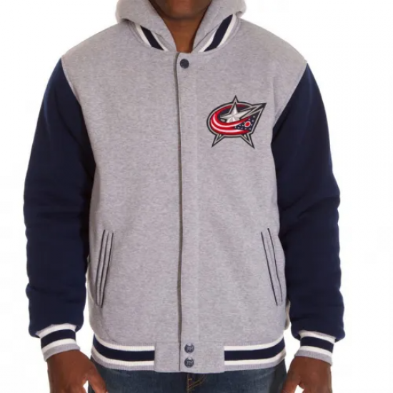 Columbus Blue Jackets Fleece Blue and Grey Jacket with Hood