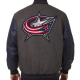 Columbus Blue Jackets Letterman Grey and Blue Jacket