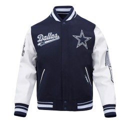 Dallas Cowboys Script Tail Classic Rib Varsity Jacket Dallas Cowboys Script Tail Classic Rib Varsity Jacket