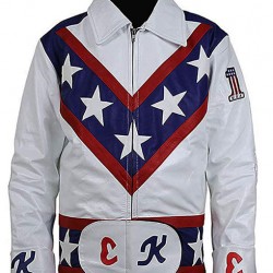 Daredevil Evel Robert Craig Knievel White Leather Motorcycle Jacket Daredevil Evel Robert Craig Knievel White Leather Motorcycle Jacket