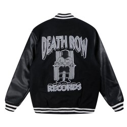 Death Row Records Chair Logo Black Varsity Jacket Death Row Records Chair Logo Black Varsity Jacket