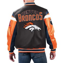 Denver Broncos Black Varsity Full-Zip Leather Jacket