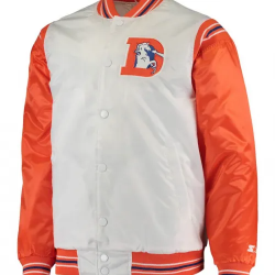 Denver Broncos Starter White and Orange Satin Jacket Denver Broncos Starter White and Orange Satin Jacket