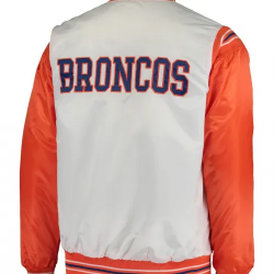 Denver Broncos Starter White and Orange Satin Jacket Denver Broncos Starter White and Orange Satin Jacket