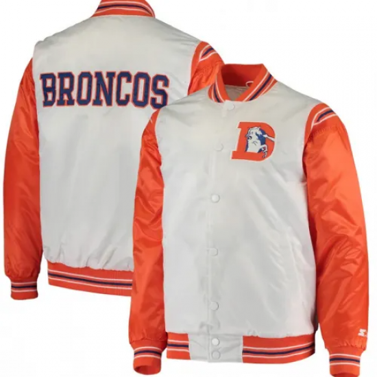Denver Broncos Starter White and Orange Satin Jacket