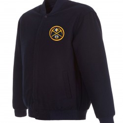 Denver Nuggets Bomber Navy Blue Wool Jacket