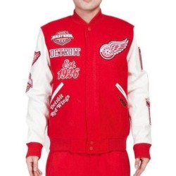 Detroit Red Wings Animal Patches Red Varsity Jacket