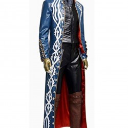 Devil May Cry 3 Vergil Blue Leather Trench Coat Devil May Cry 3 Vergil Blue Leather Trench Coat