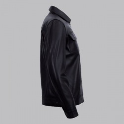 Diran Men Black Classic Leather Jacket with Shirt Collar Diran Men Black Classic Leather Jacket with Shirt Collar
