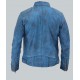 Dodge Cafe Racer Sky Blue Leather Jacket