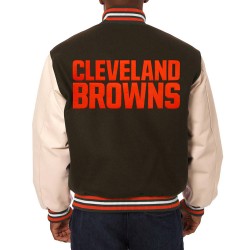 Domestic Cleveland Browns Varsity Brown and Cream Jacket Domestic Cleveland Browns Varsity Brown and Cream Jacket